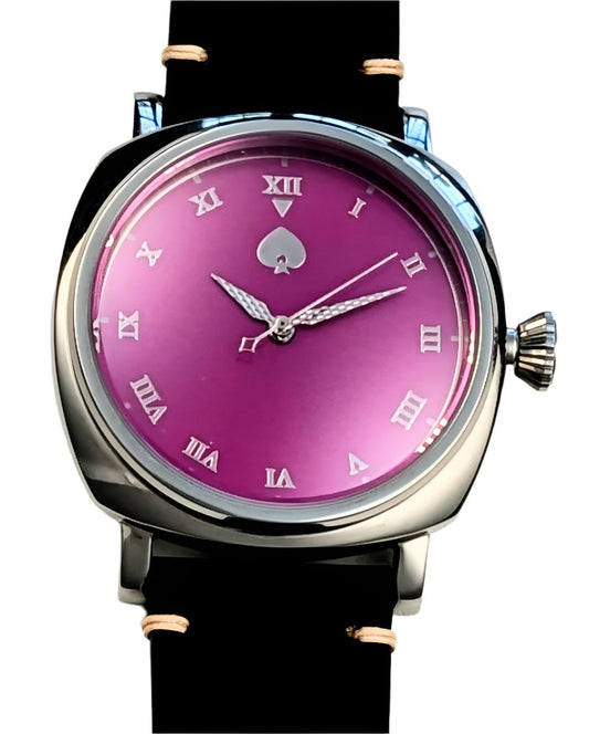 PAROS automatic watch NH35 Sapphire crystal men stainless steel case Board room dress code magenta pink purple dial